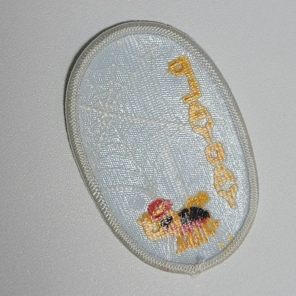 VTG Iron On Patch Spider Web Play Day 3" Oval - Picture 5 of 7